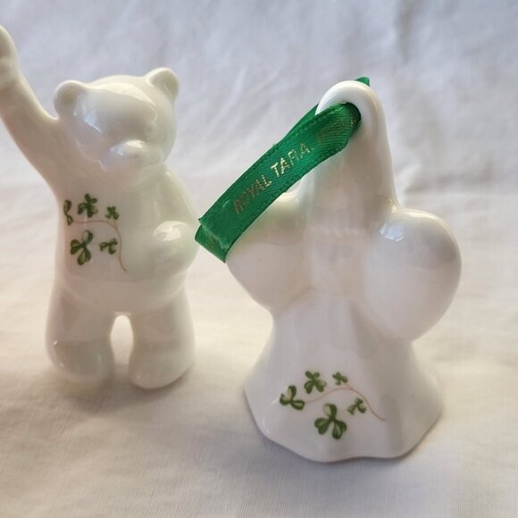 Royal Tara Ireland Porcelain Shamrock Angel and Teddy Bear Ornaments - Picture 8 of 9